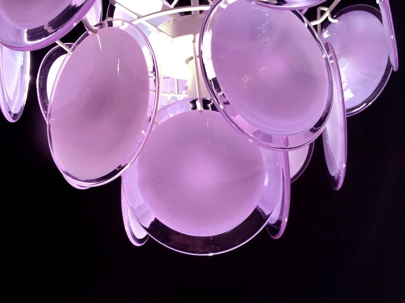 Pair Of Italian Disc Chandeliers By Vistosi, Murano, 1970s photo vintage