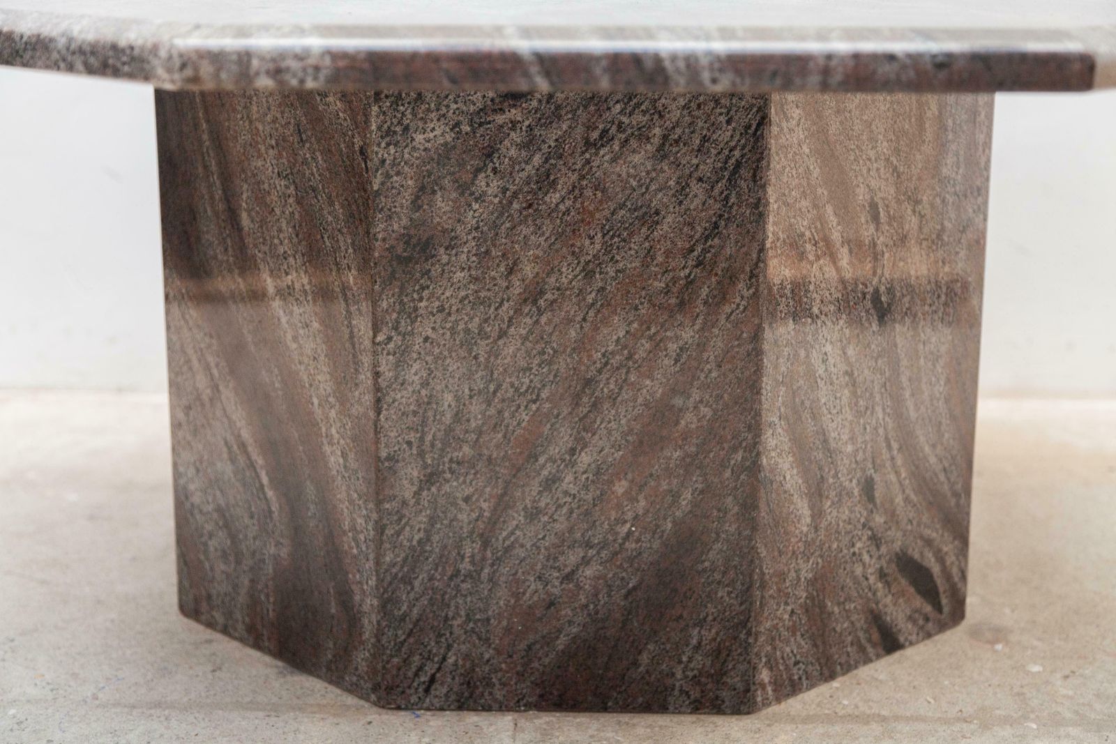 Midcentury 1970s Octagonal Pink And Grey Marble Italian Coffee Table photo buy