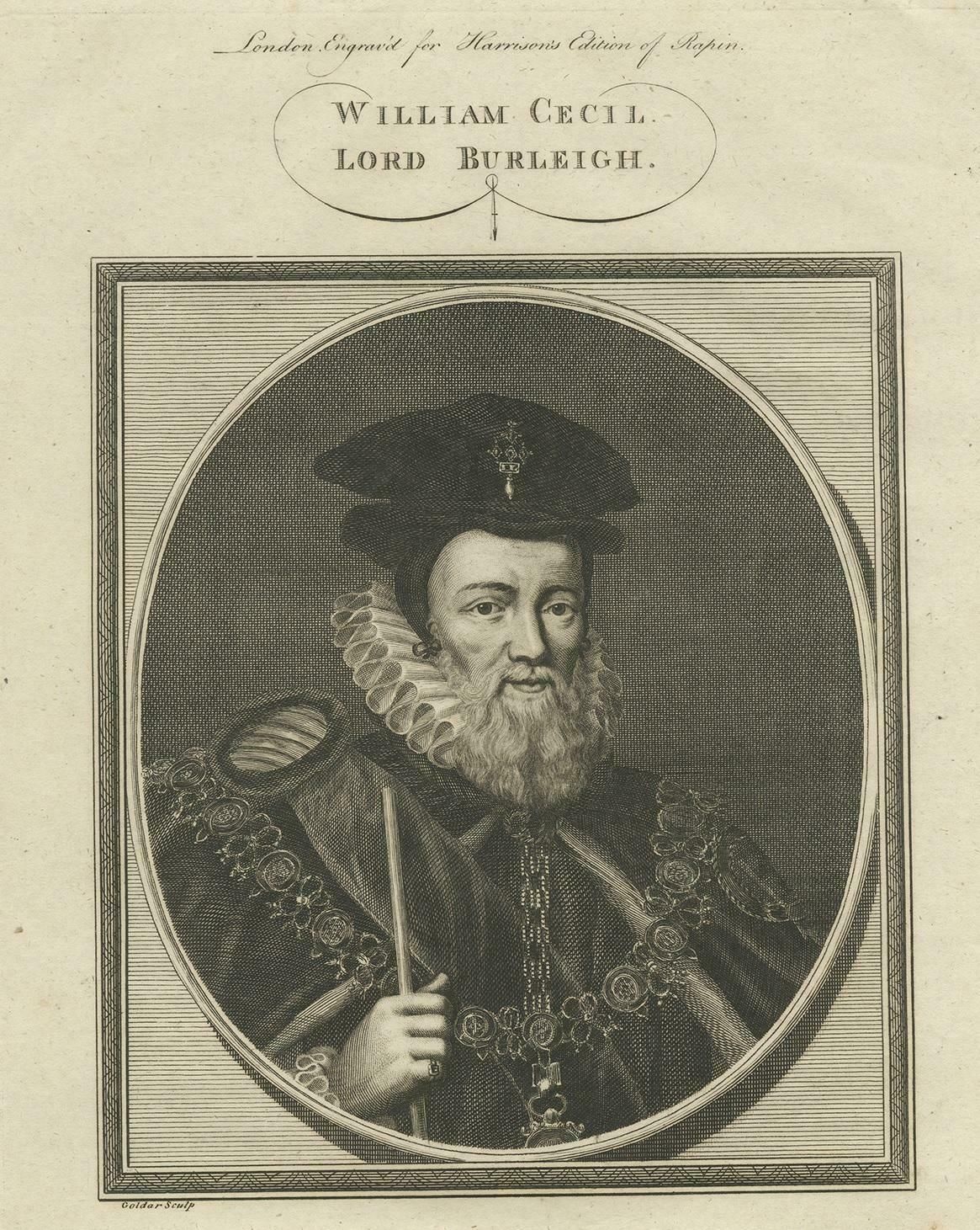 Antique Portrait Of William Cecil By Goldar, 1784 photo for sale