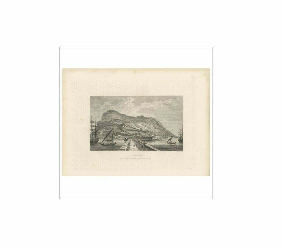 Antique Print Of The Harbour Of Gibraltar By S. Davenport, Circa 1840 photo Art