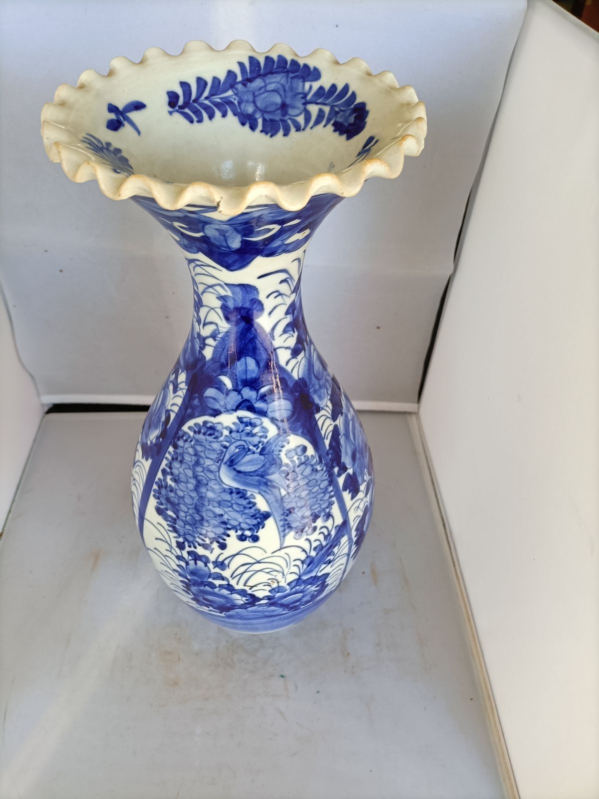 Chinese Or  Japanese Fluted Top Vase, 1980s
