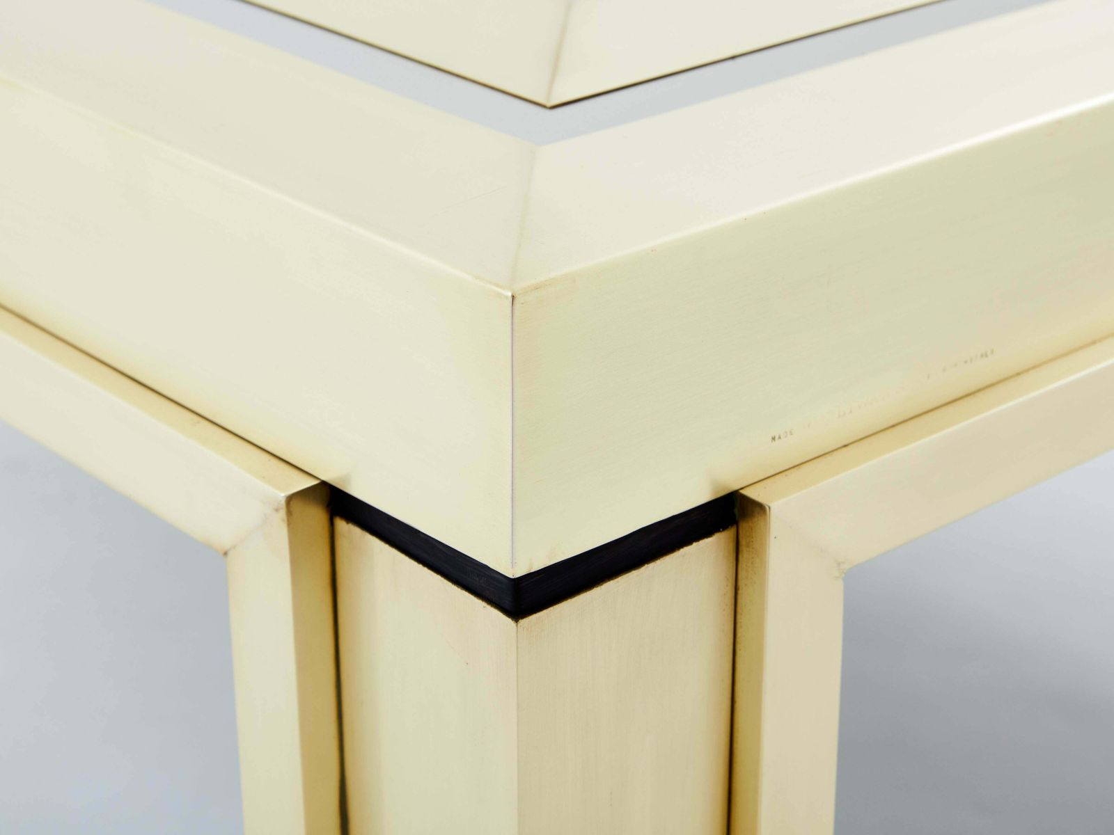 18839.0 Giacomo Sinopoli Brushed Brass Stainless Steel Coffee Tables 1970s £15,192.22per Set photo