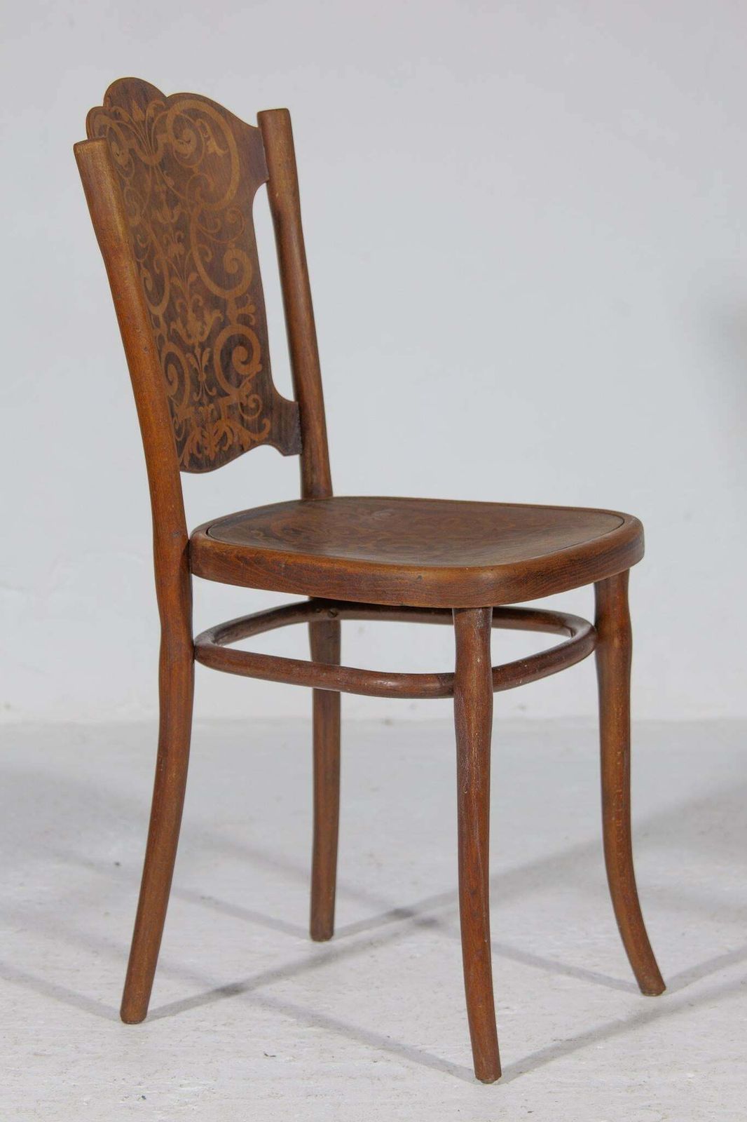Thonet Art Nouveau Set Of Six Very Rare Chairs With Printed Pattern. photo for sale