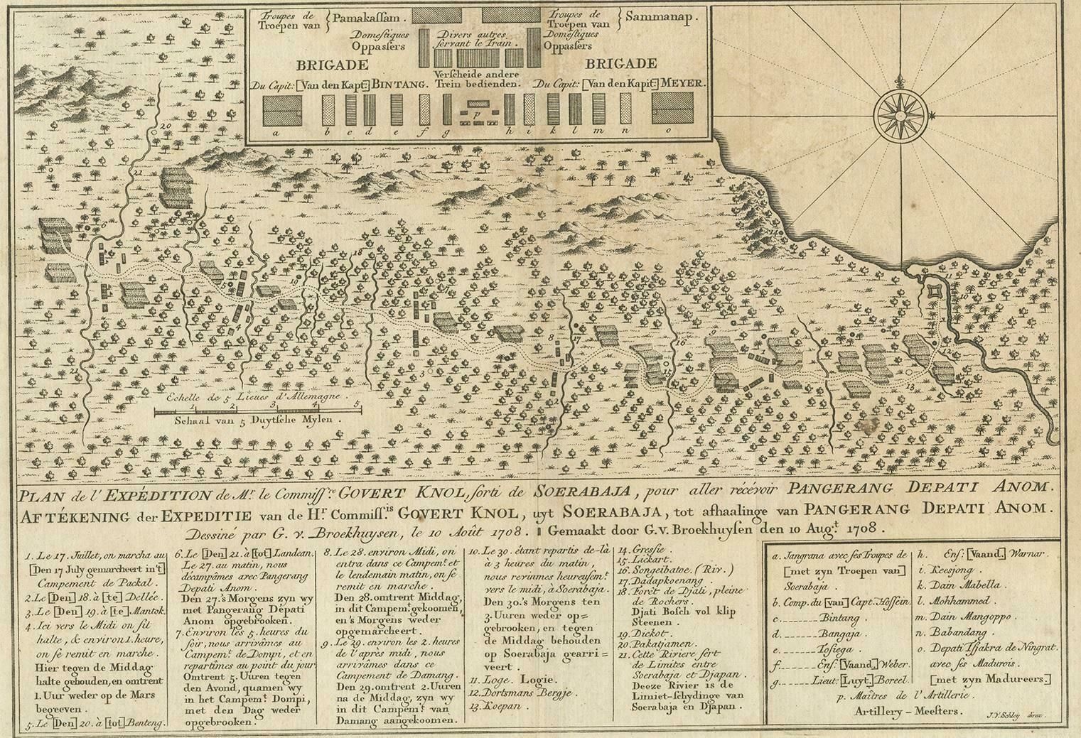 Antique Print Of The Expedition Of Govert Knol From Surabaya To Pangerang, 1750 photo furniture