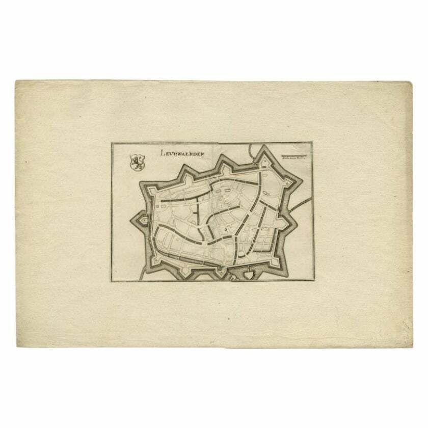Antique Map Of The City Of Leeuwarden By Merian, 1659