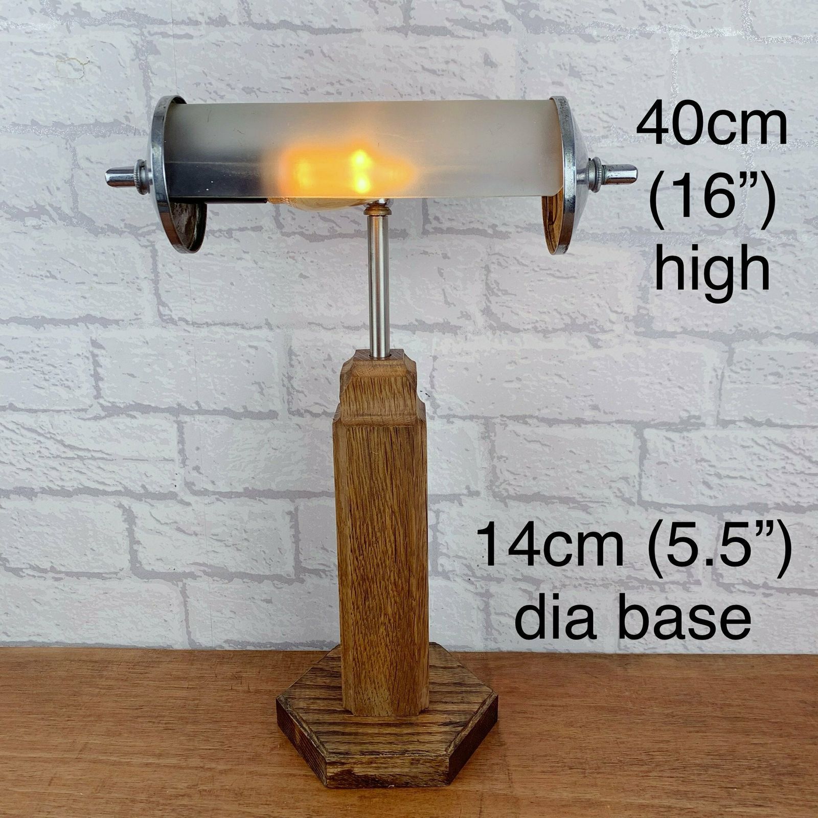 Vintage Wood Bankers Style Desk Lamp. photo for sale