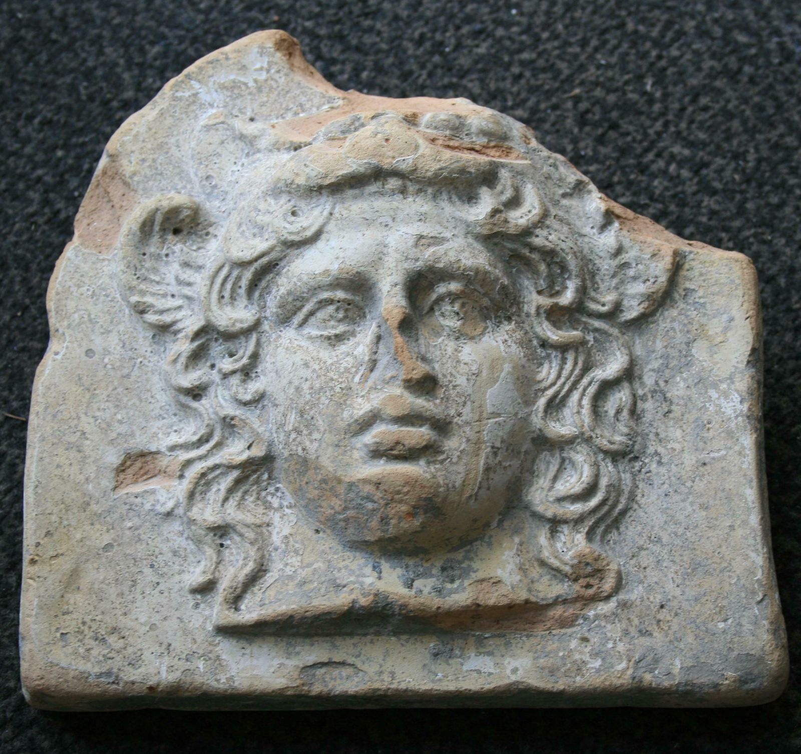 Ancient Greek Terracotta Antefix In Form Of The Head Of Artemis Bendis, Taranto photo Art