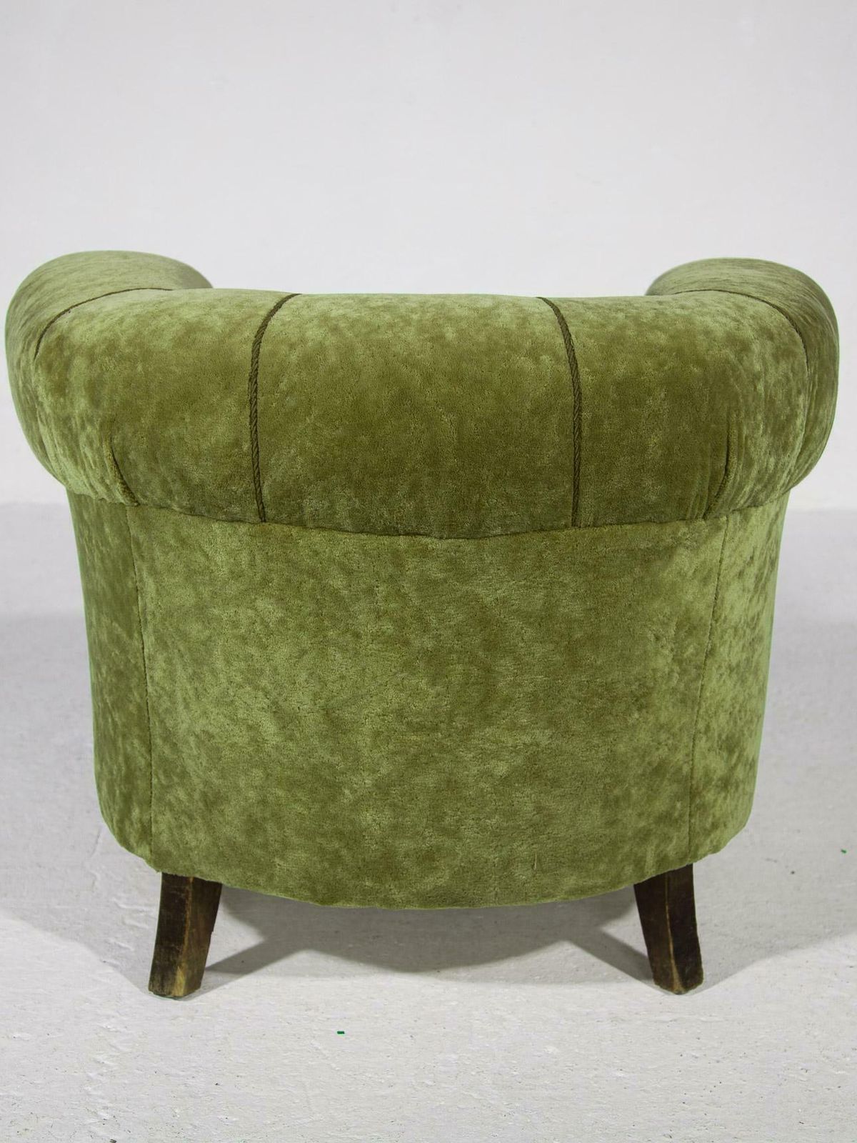Art Deco Lounge Chairs In Green Olive Velvet Upholstery photo vintage