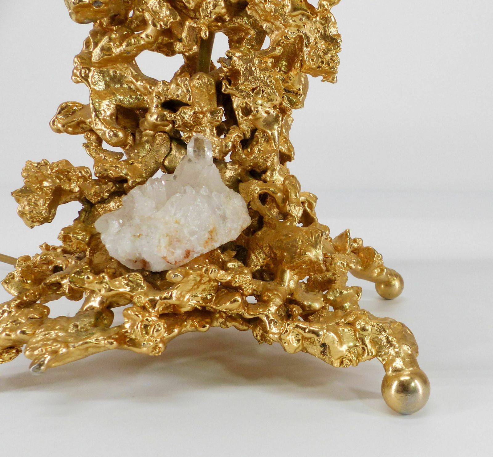 Hollywood Regency Lamp Base In Exploded Bronze And Quartz Claude Victor Boeltz 1980 photo buy