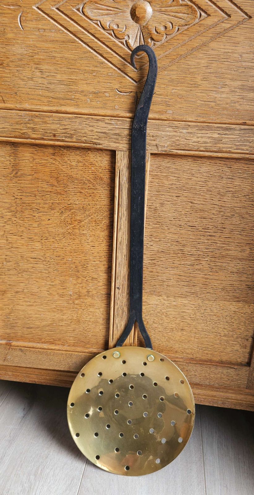 Antique Georgian Brass & Cast Iron Fireside Roaster Or Warmer photo 99.0