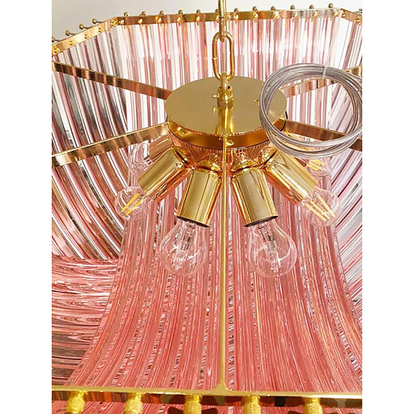 photo for sale Contemporary Exagonal Bundled Triedro Murano Glass Chandelier