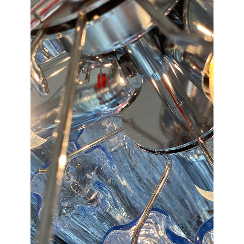 Contemporary Sky Blue Italian Murano Glass “Tronchi” Chandelier photo furniture