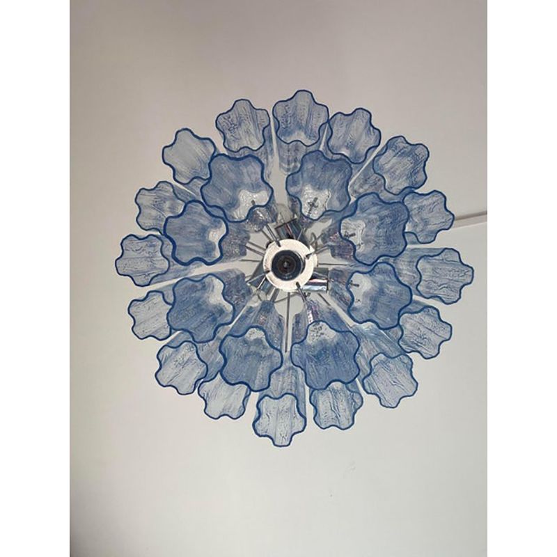 Contemporary Sky Blue Italian Murano Glass “Tronchi” Chandelier photo for sale