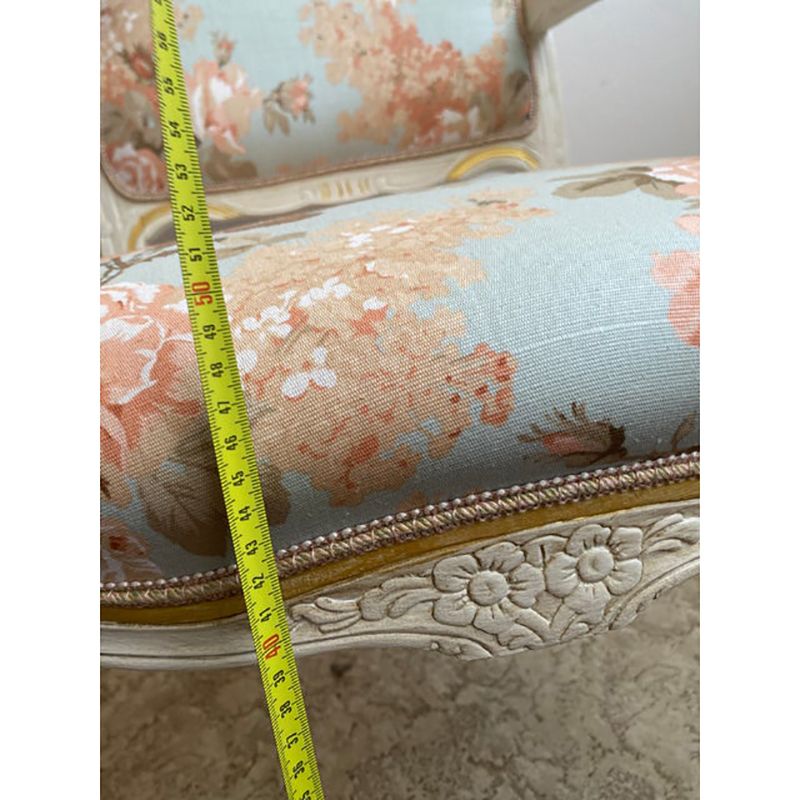 Contemporary Ivory And Pink Floral Chair photo vinterior