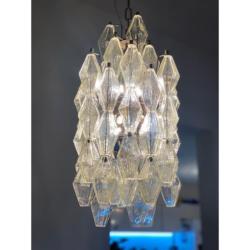 A Pair Of Champagne "Poliedro" Murano Glass Chandelier photo vinterior