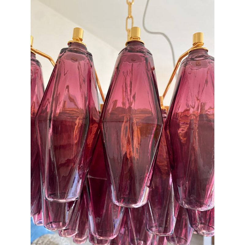 Contemporary Violet Poliedri Murano Glass Chandelier photo furniture