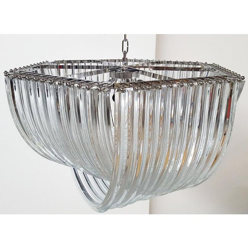 Contemporary Hexagonal Bundled Triedro Murano Glass Chandelier photo for sale