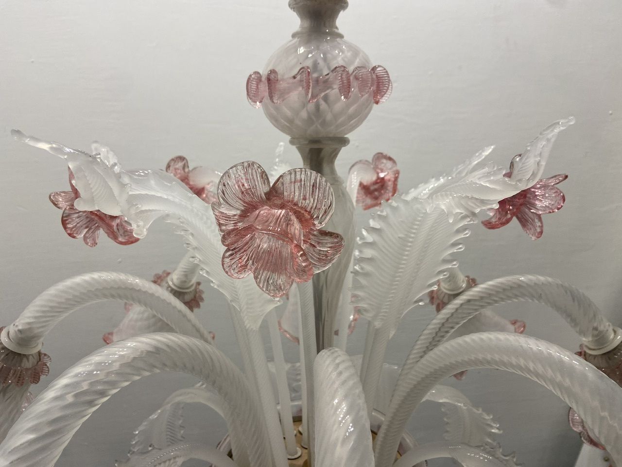 Lighting Large Blossom Pink Venetian Chandelier 1960’s photo