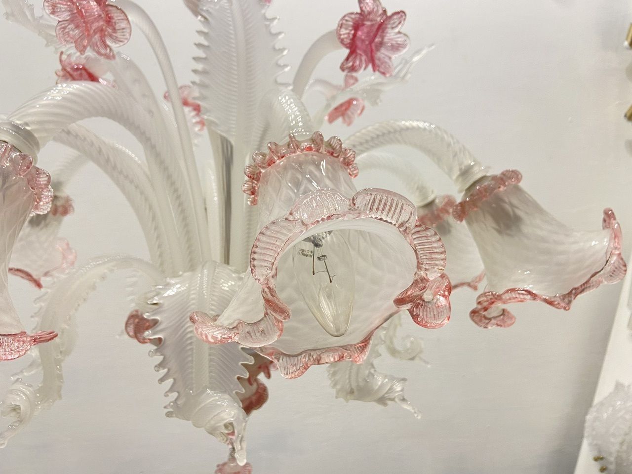 photo buy Large Blossom Pink Venetian Chandelier 1960’s