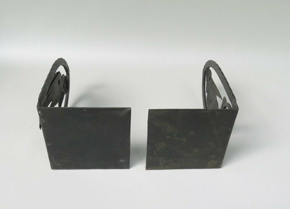 Art Nouveau Wrought Iron Bookends Marabu In The Style Of Edgar Brandt, 1890s, Set Of 2 photo buy