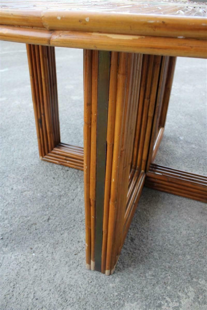 photo furniture Oval Conference Table In Bamboo And Brass Italian Design From The 70s