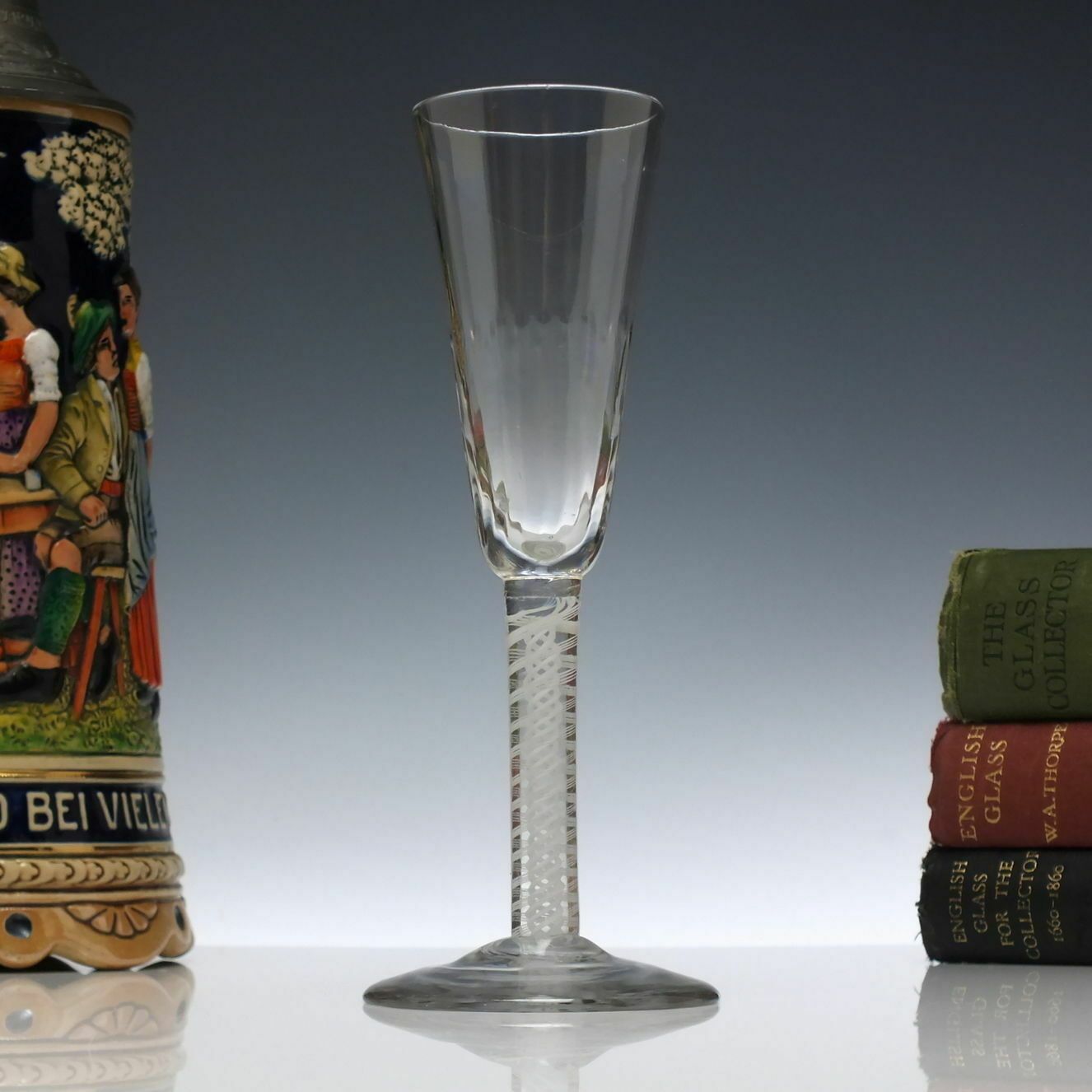 Georgian Opaque Twist Ale Glass With Ribbed Bowl C1760