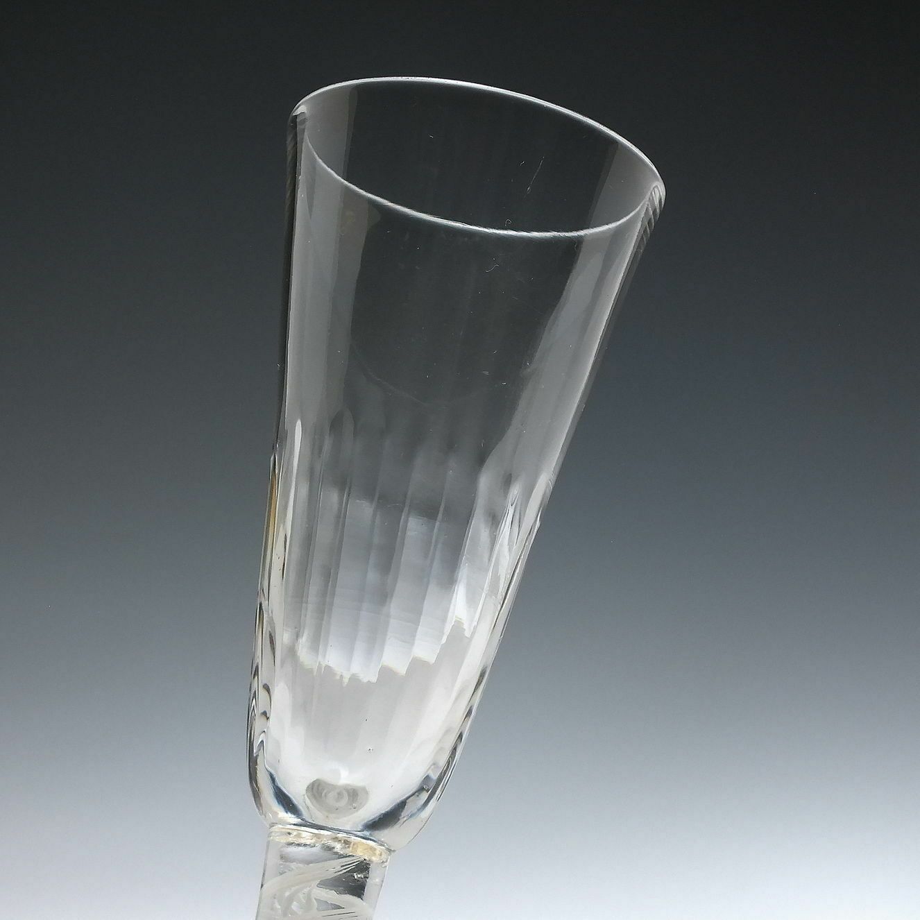 Georgian Opaque Twist Ale Glass With Ribbed Bowl C1760 photo for sale