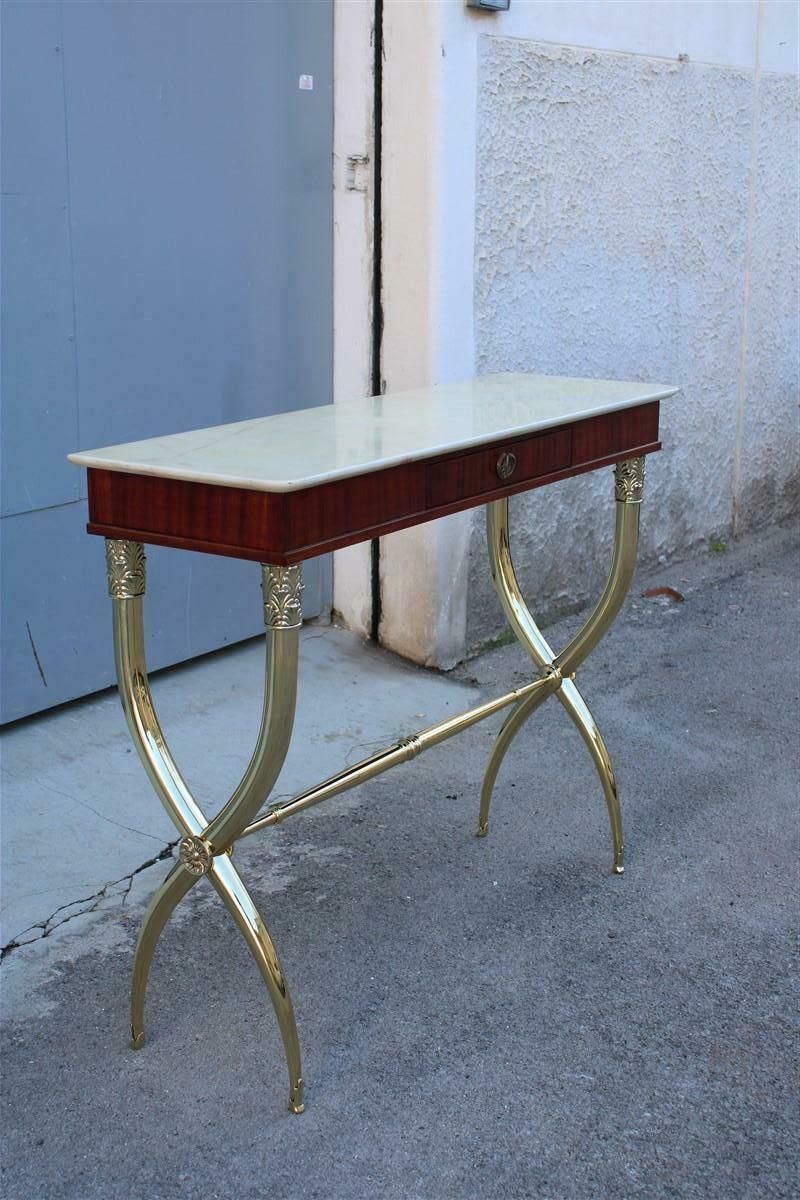 Neoclassical Console Paolo Buffa Design 1950 Italy Brass Marble Wood photo furniture