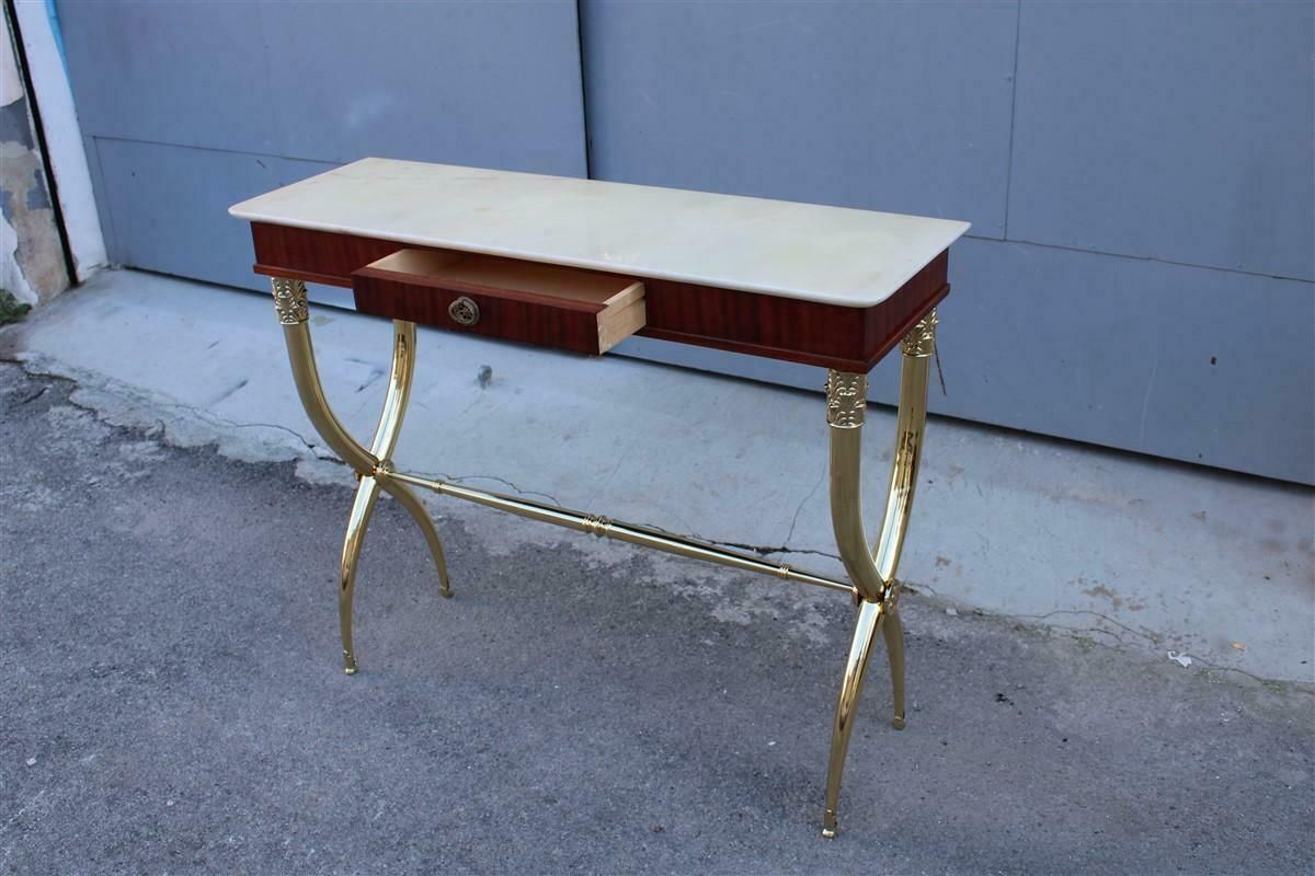 photo furniture Neoclassical Console Paolo Buffa Design 1950 Italy Brass Marble Wood