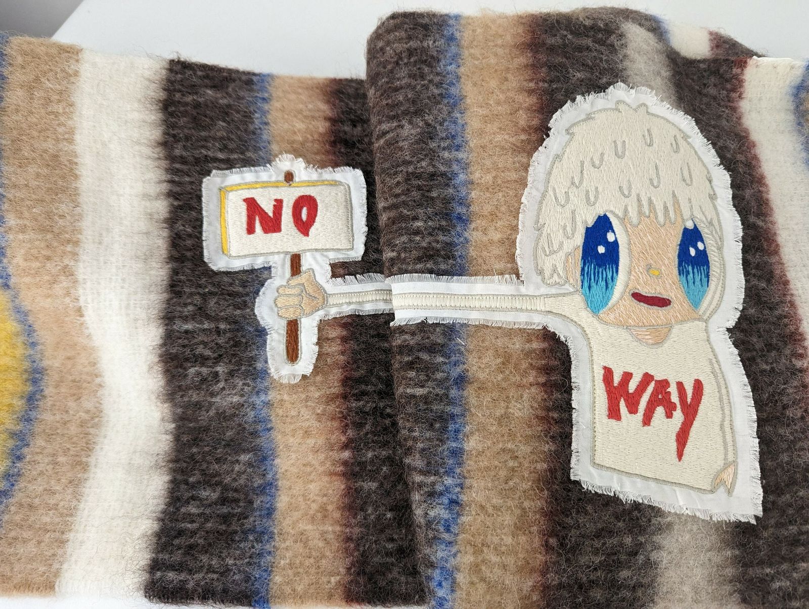 Javier Calleja X Mira Mikati "No Way" Textile Art Scarf Limited 17 Units photo Textiles