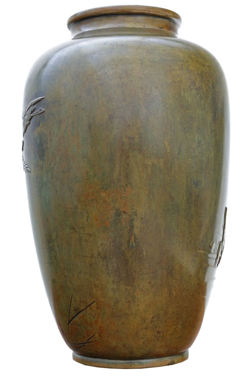 Fine Quality Japanese Meiji Period Bronze Vase   Antique, C.1915 photo Home Decor