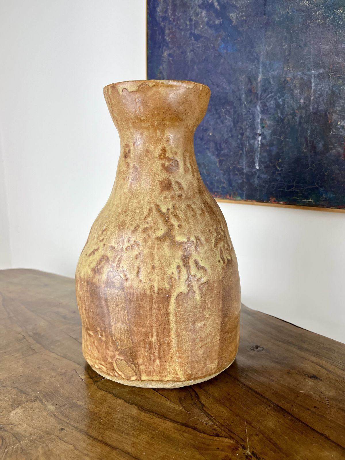 Large Ceramic Vessel Of Irregular Form And Interesting Dripped Glaze. Signed And Dated J Gleed 1950 photo buy