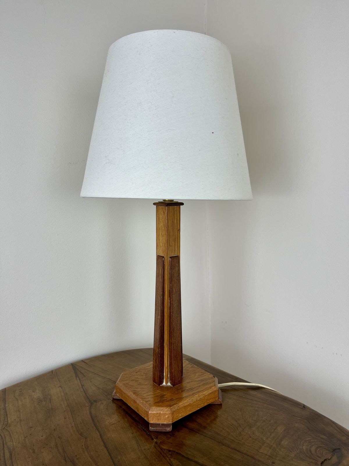 Art Deco Table Lamp Constructed Of Wood, C 1960s photo for sale