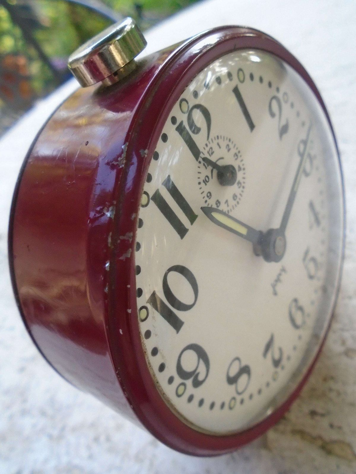 Vintage French Japy Mechanical Alarm Clock, Burgundy Red, 60s 70s, In Full Working Order photo vintage