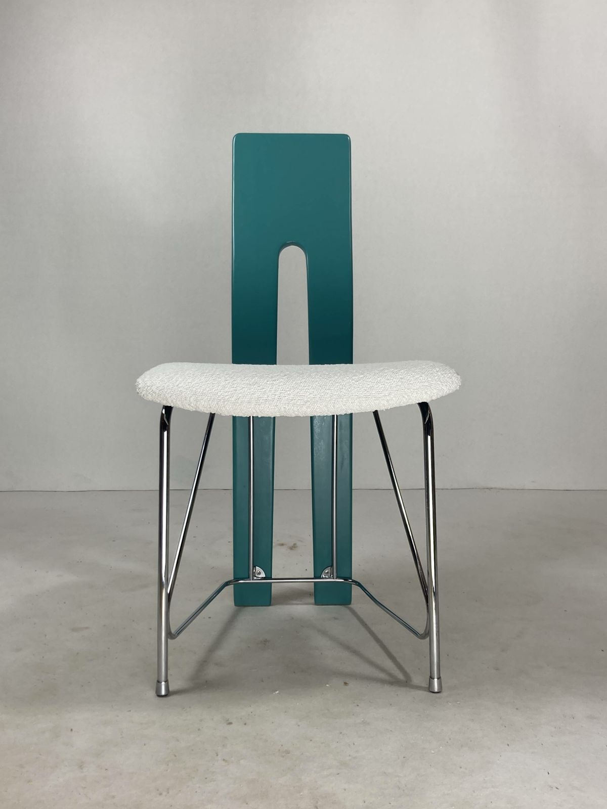 Set Of 6 Memphis Dining Chairs In Bouclé, 1980s photo for sale