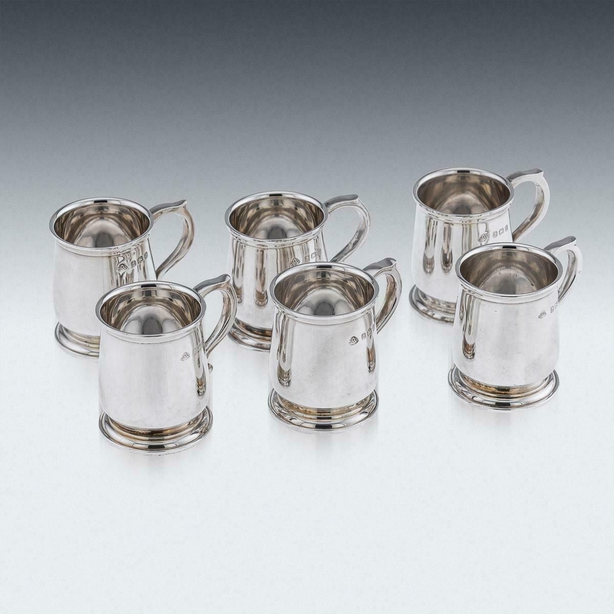 20th Century Set Of Six Solid Silver 'Tankard' Shot Cups, Adie Bros C.1926 photo Home Decor