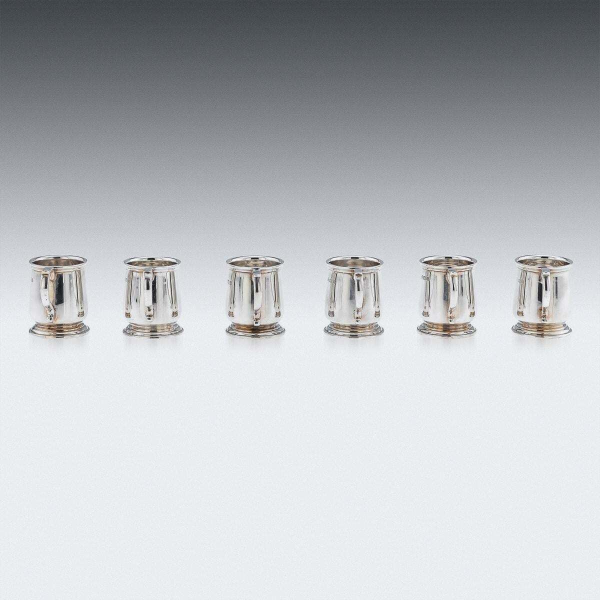20th Century Set Of Six Solid Silver 'Tankard' Shot Cups, Adie Bros C.1926 photo buy