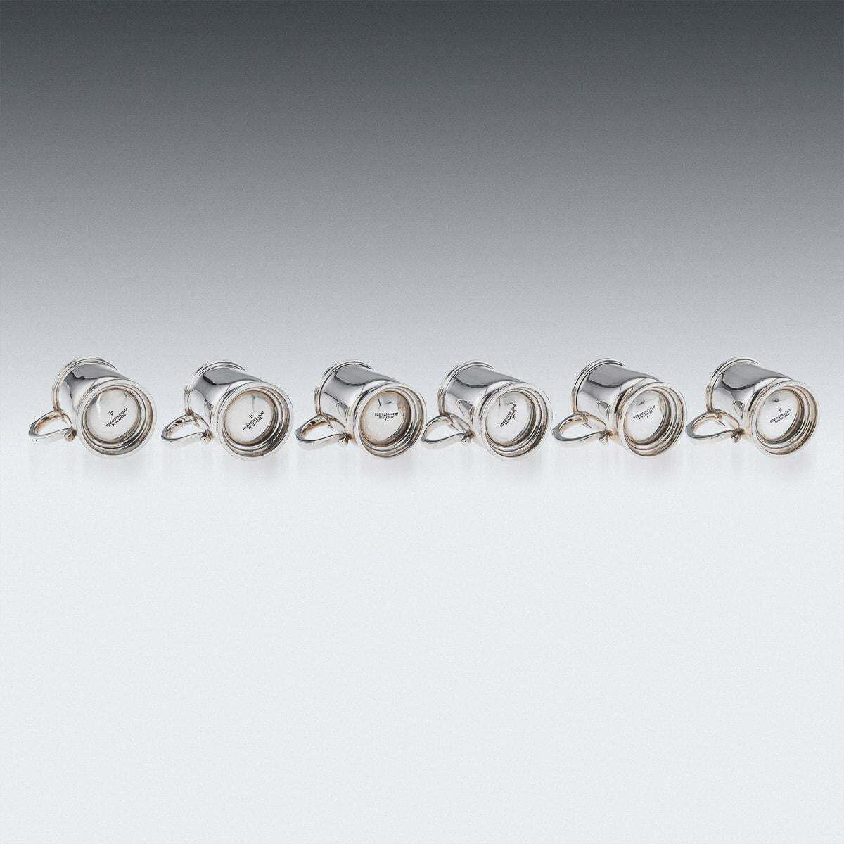 Home Decor 20th Century Set Of Six Solid Silver 'Tankard' Shot Cups, Adie Bros C.1926 photo