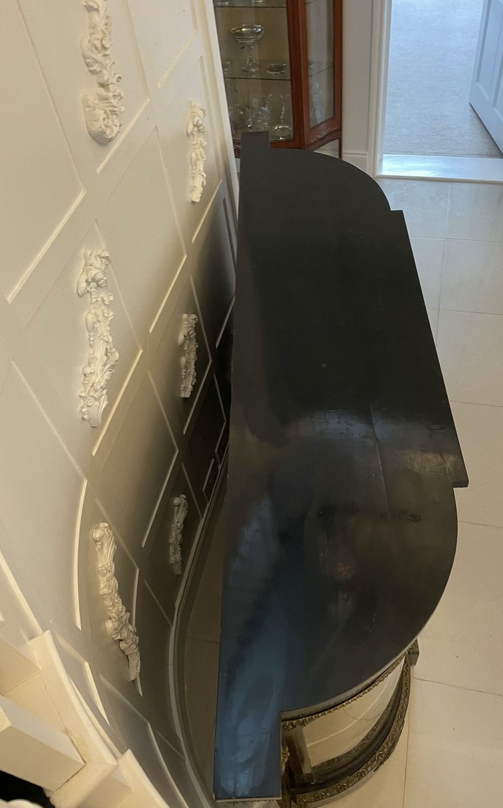Furniture Outstanding Quality Antique Ebonised And Inlaid Floral Marquetry Credenza photo