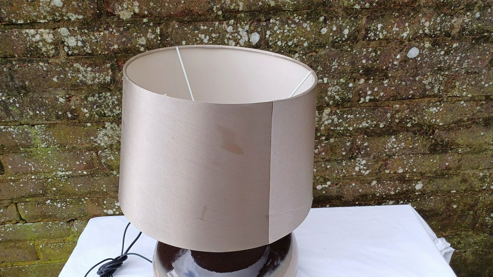 Statement Lamp And Shade   1990s Browns, Golds, Beiges   Maison Label photo for sale