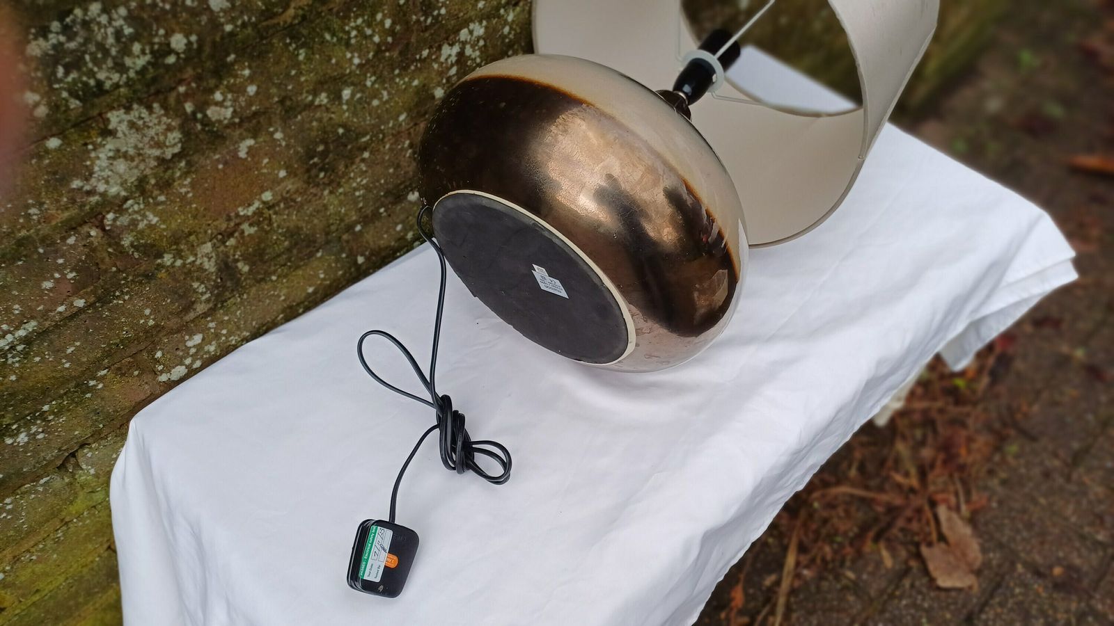 photo for sale Statement Lamp And Shade   1990s Browns, Golds, Beiges   Maison Label