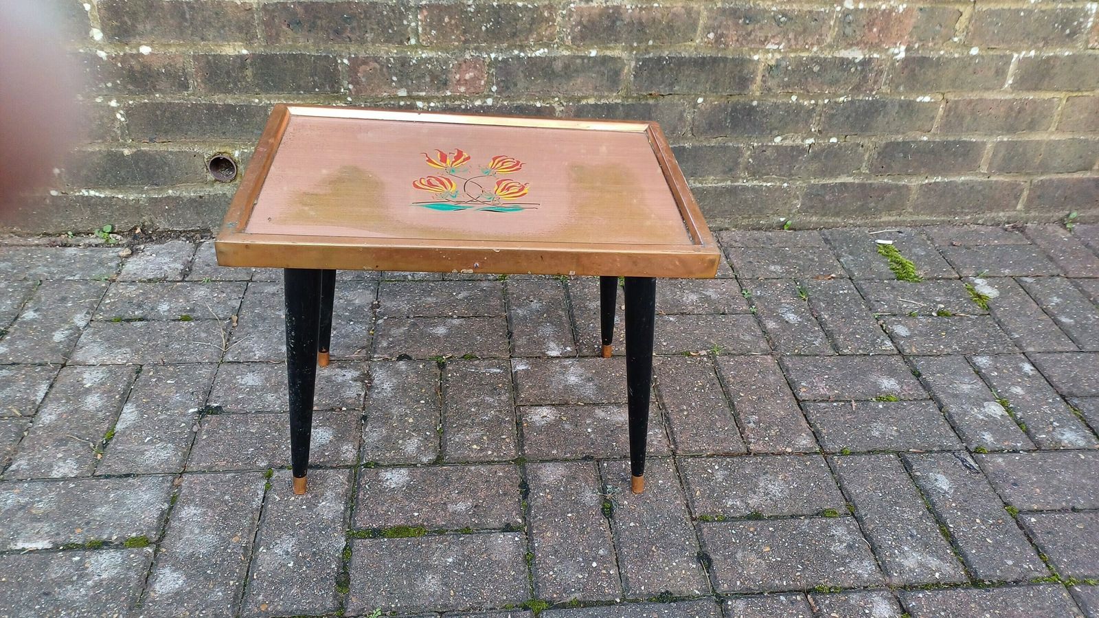 Retro Copper Coffee Side Table (Gift From Tobacco Research Board, Zimbabwe, Rhodesia, African Flowers, Fynbos)