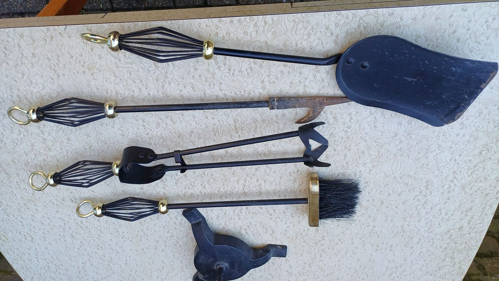 Vintage Style Complete Set Of Fire Irons Companion Set. photo buy