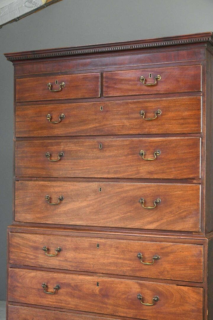 Antique Georgian Mahogany Chest On Chest photo Furniture