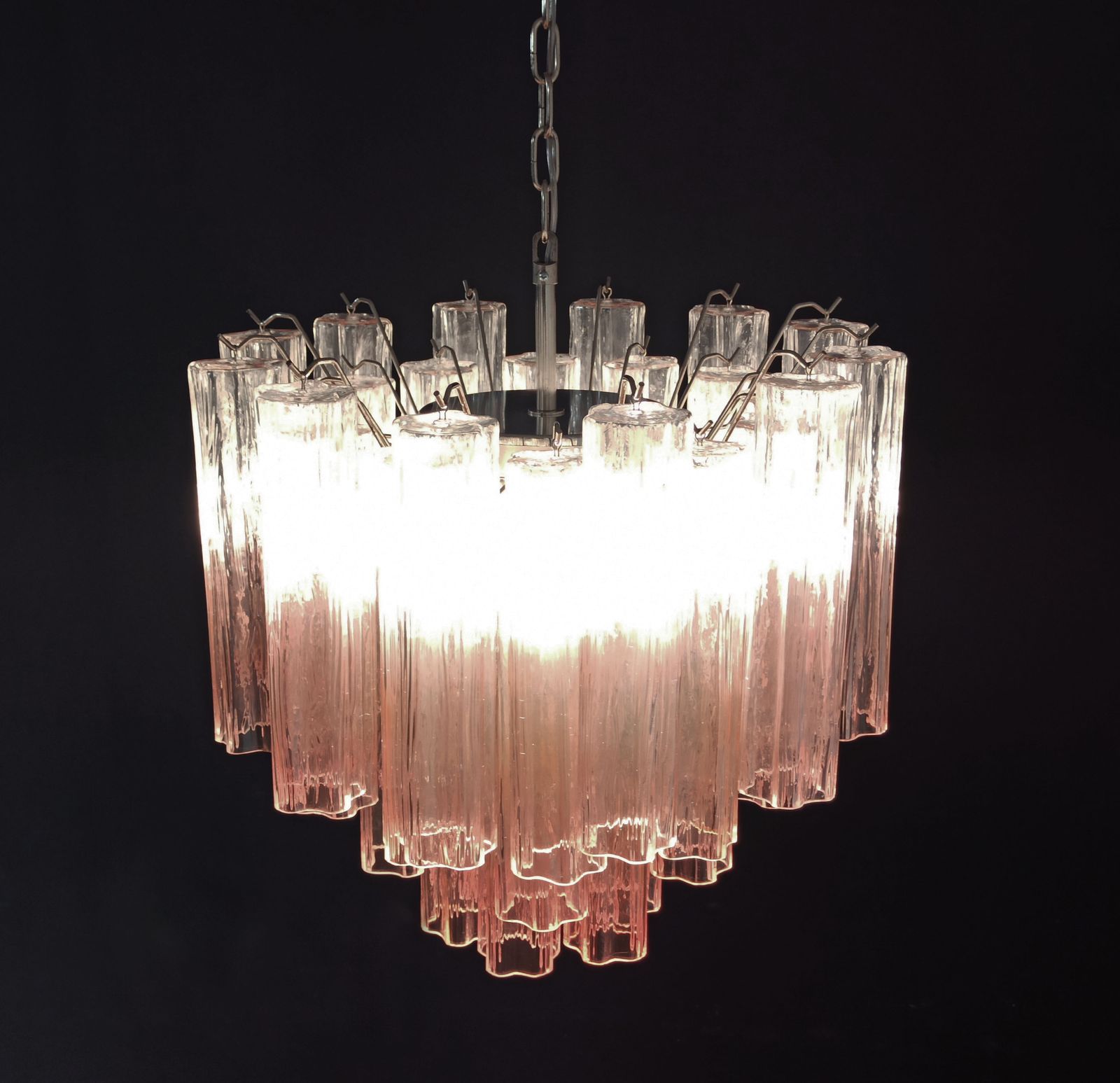 Fantastic Murano Glass Tube Chandelier   36 Shaded Pink Glass Tube photo vinterior