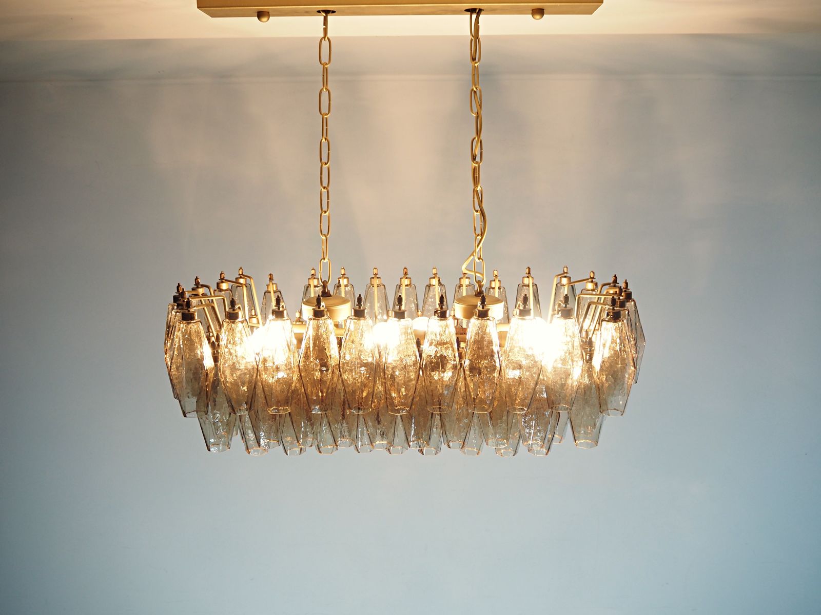 Elegant Murano Poliedri Chandelier   Carlo Scarpa   84 Smoked Glasses photo Lighting