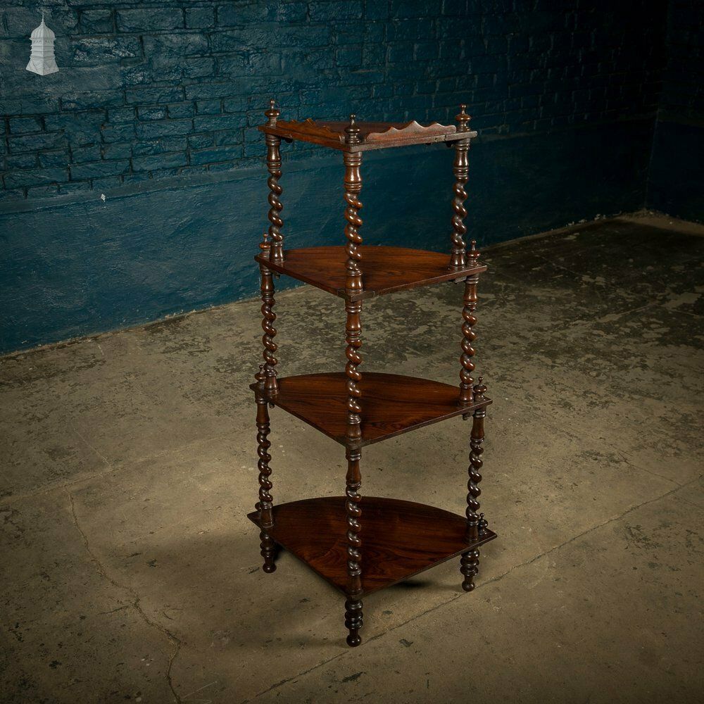 960.0 Corner Whatnot Rosewood, 4 Shelves With Barley Twist Supports, 19th C photo