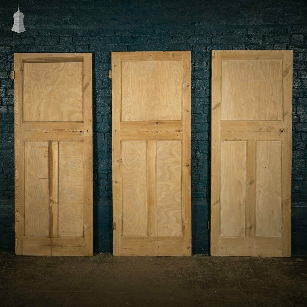 Pine Panelled Door, Moulded 3 Panel Set Of 3 photo vinterior