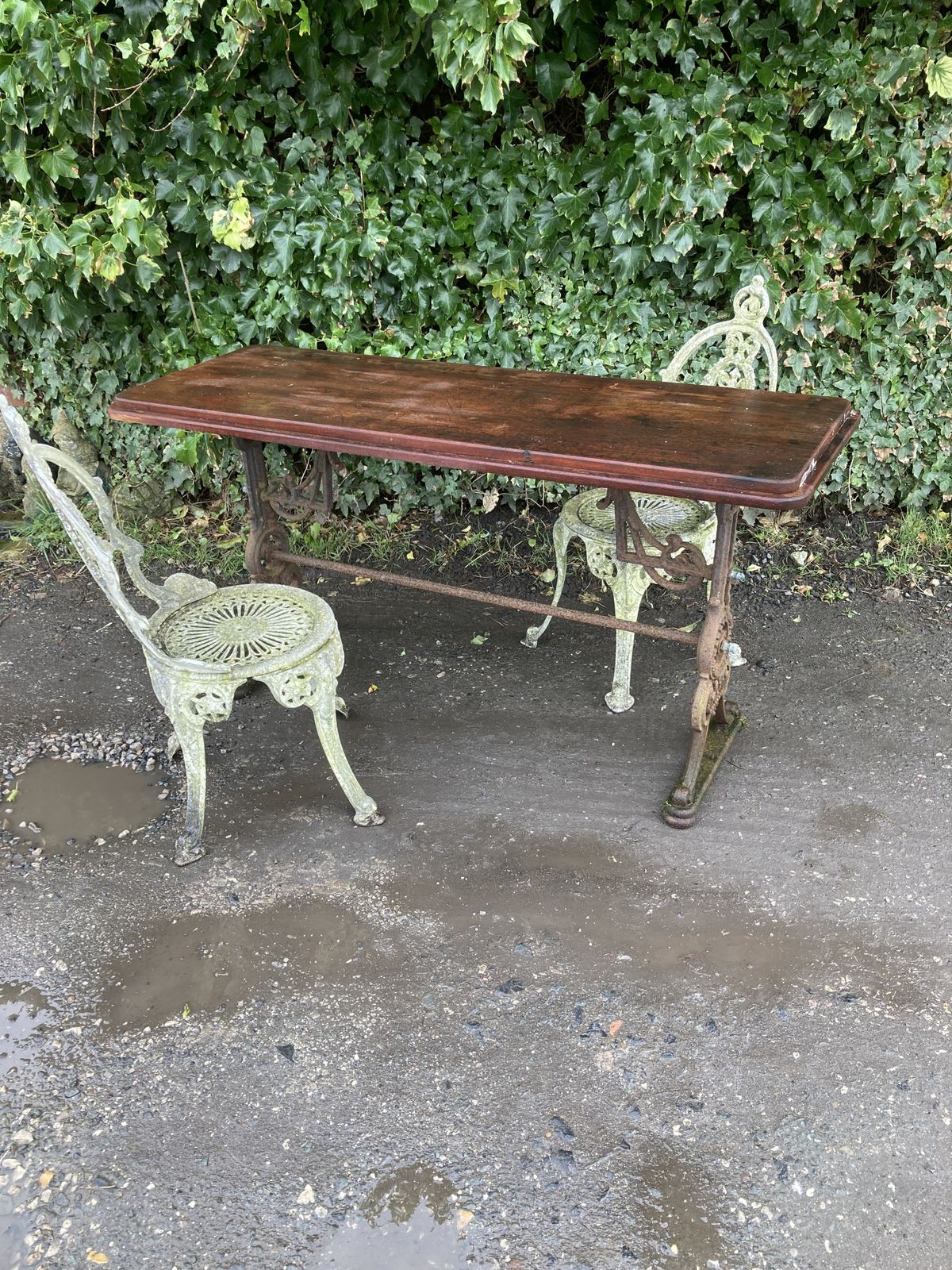 Victorian Hardy Hirst Huddersfield Cast Iron Mahogany Top Garden Table photo furniture