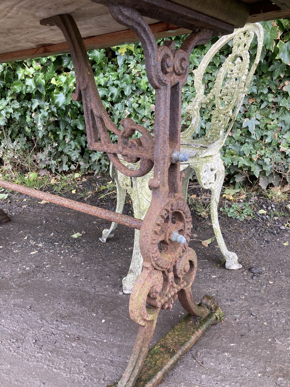 Victorian Hardy Hirst Huddersfield Cast Iron Mahogany Top Garden Table photo for sale